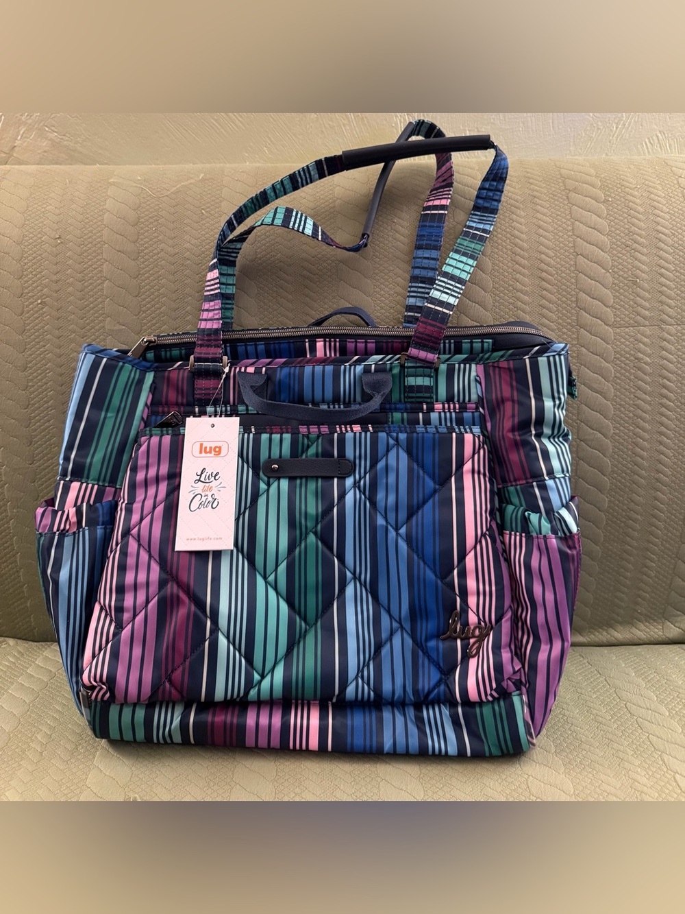 Lug Cabby SE Tote Bag in Love Stripe Multi NWT